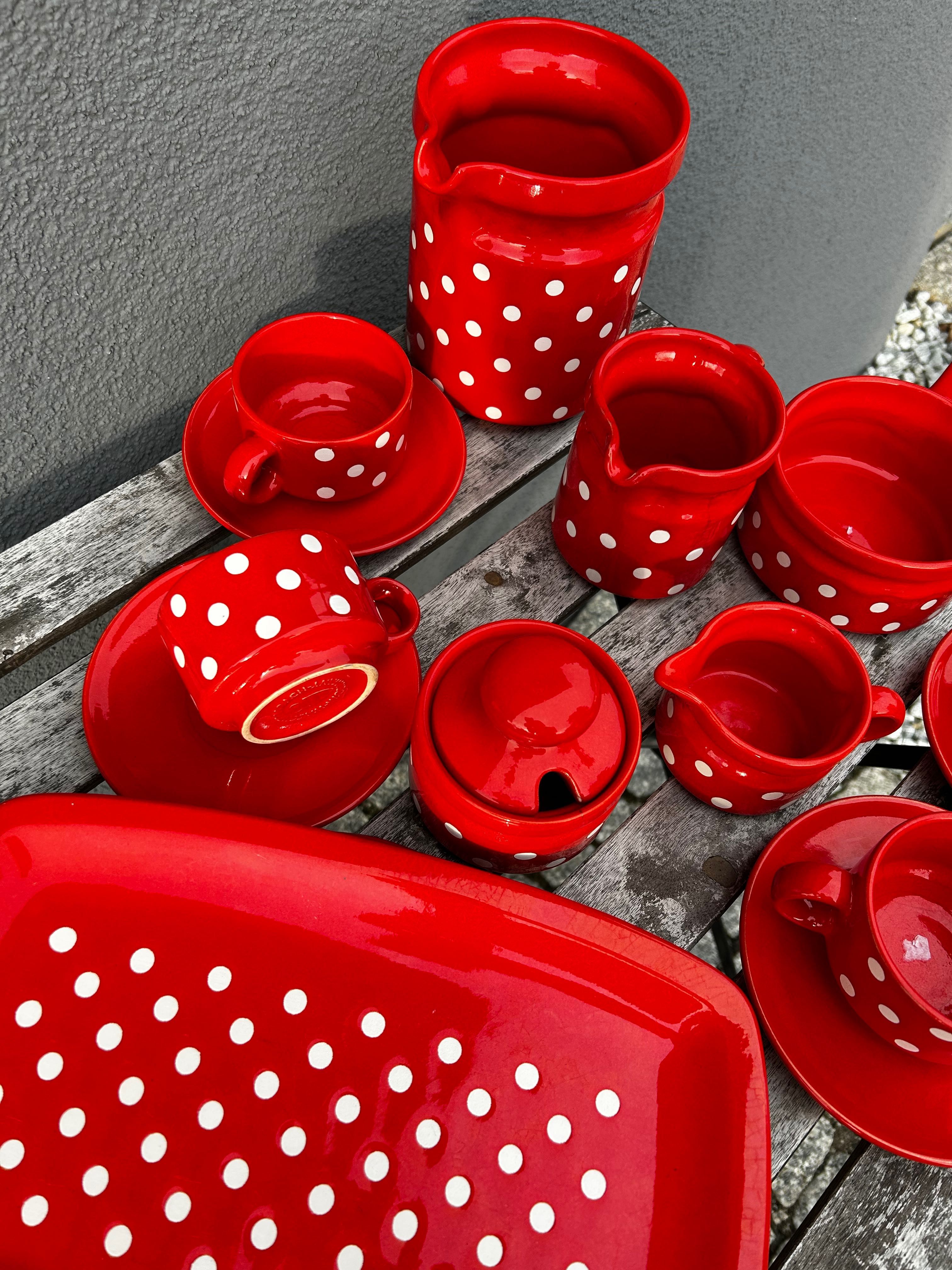 Zestaw czerwonej ceramiki Waechsterbach - unikat!