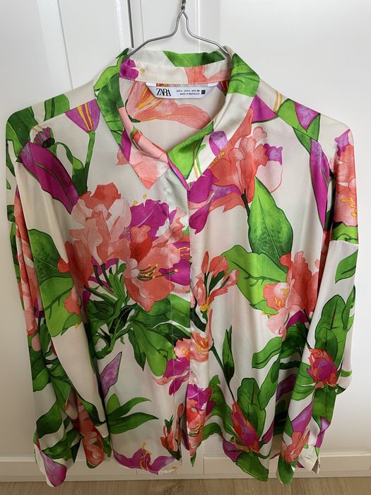 Koszula bluzka zara kolorowa kwiaty L 40