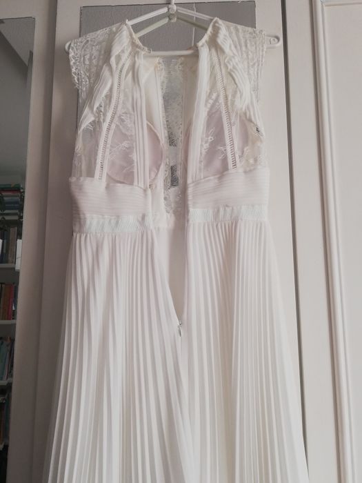 Suknia ślubna koronka plisy prążek 38/170cm