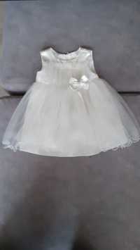 Sukienka biała atłasowa rozmiar 74 z opaską