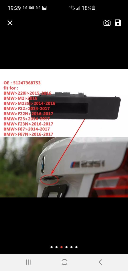 Botão mala bmw F10, F11 série 5 2010 a 2015 novos em caixa