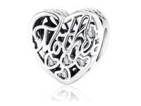 Srebrny Koralik Charms Beads Serce Dla Mamy Heart Bead11