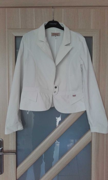 Żakiet biały damski krótki, L