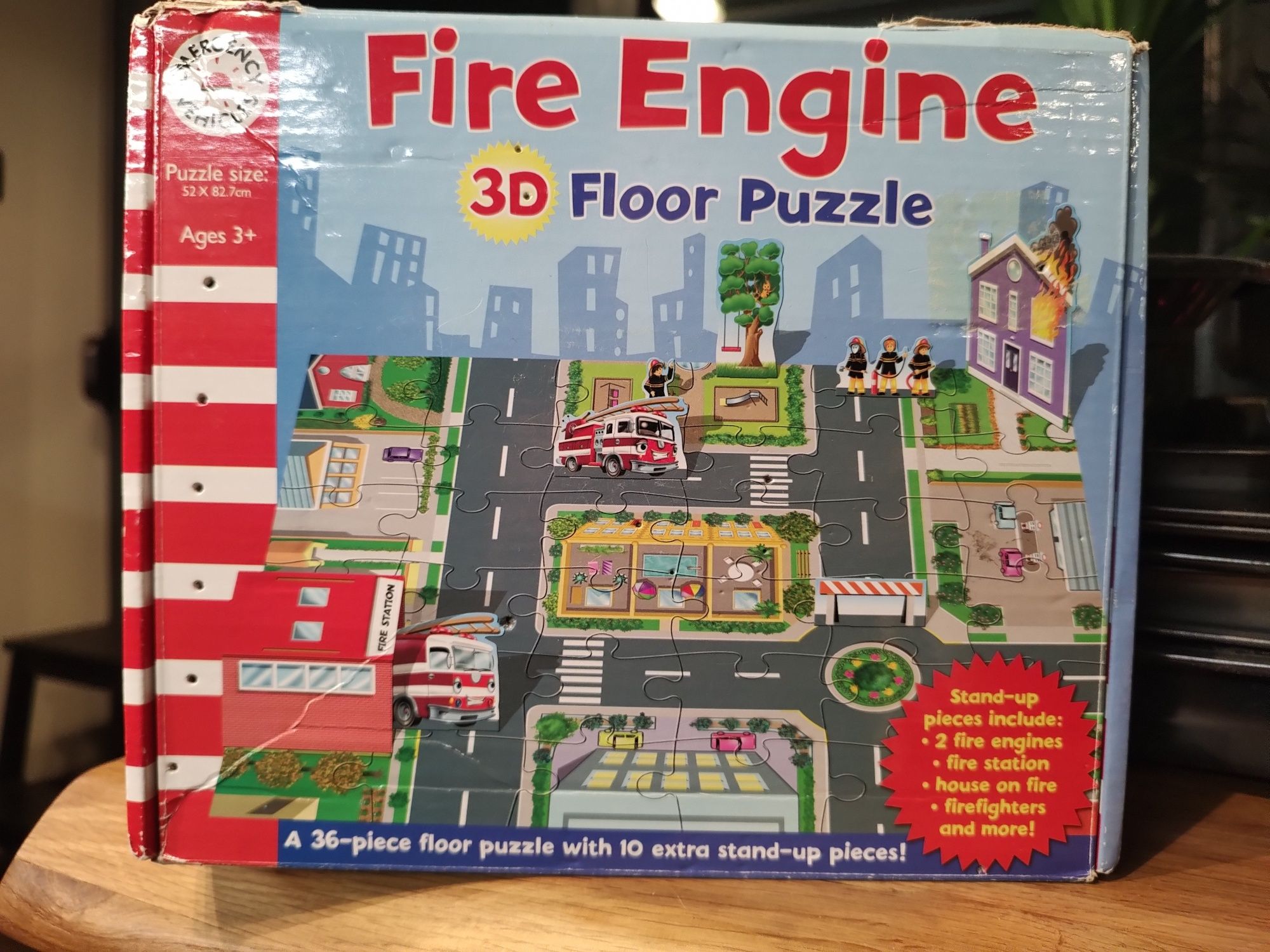 Straż pożarna puzzle 3D  52x82 cm- unikat - Fire Engine Floor Puzzle