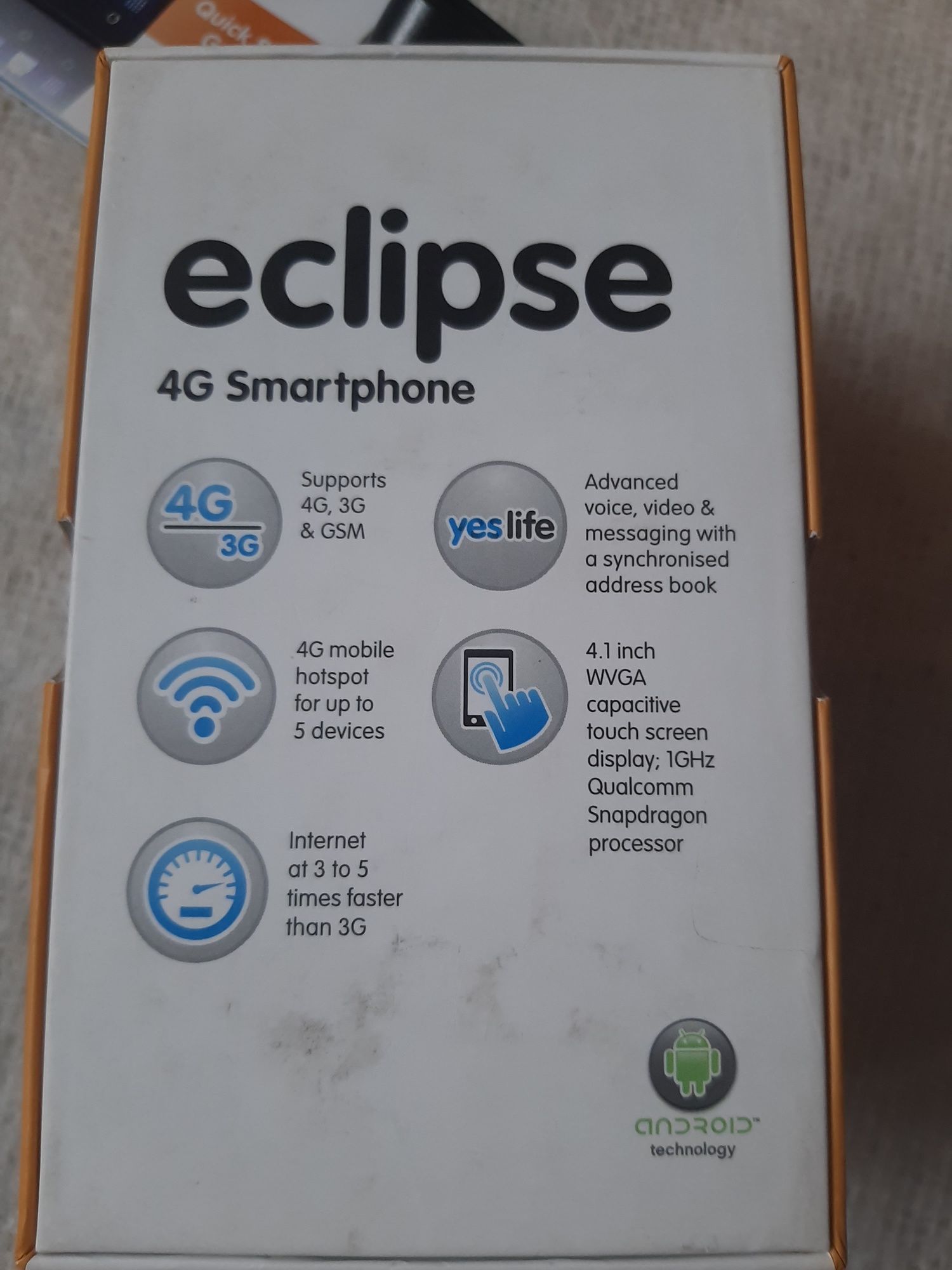 Smartfon Yes eclipse 4 G, sprawny, jedynie bateria uszkodzona