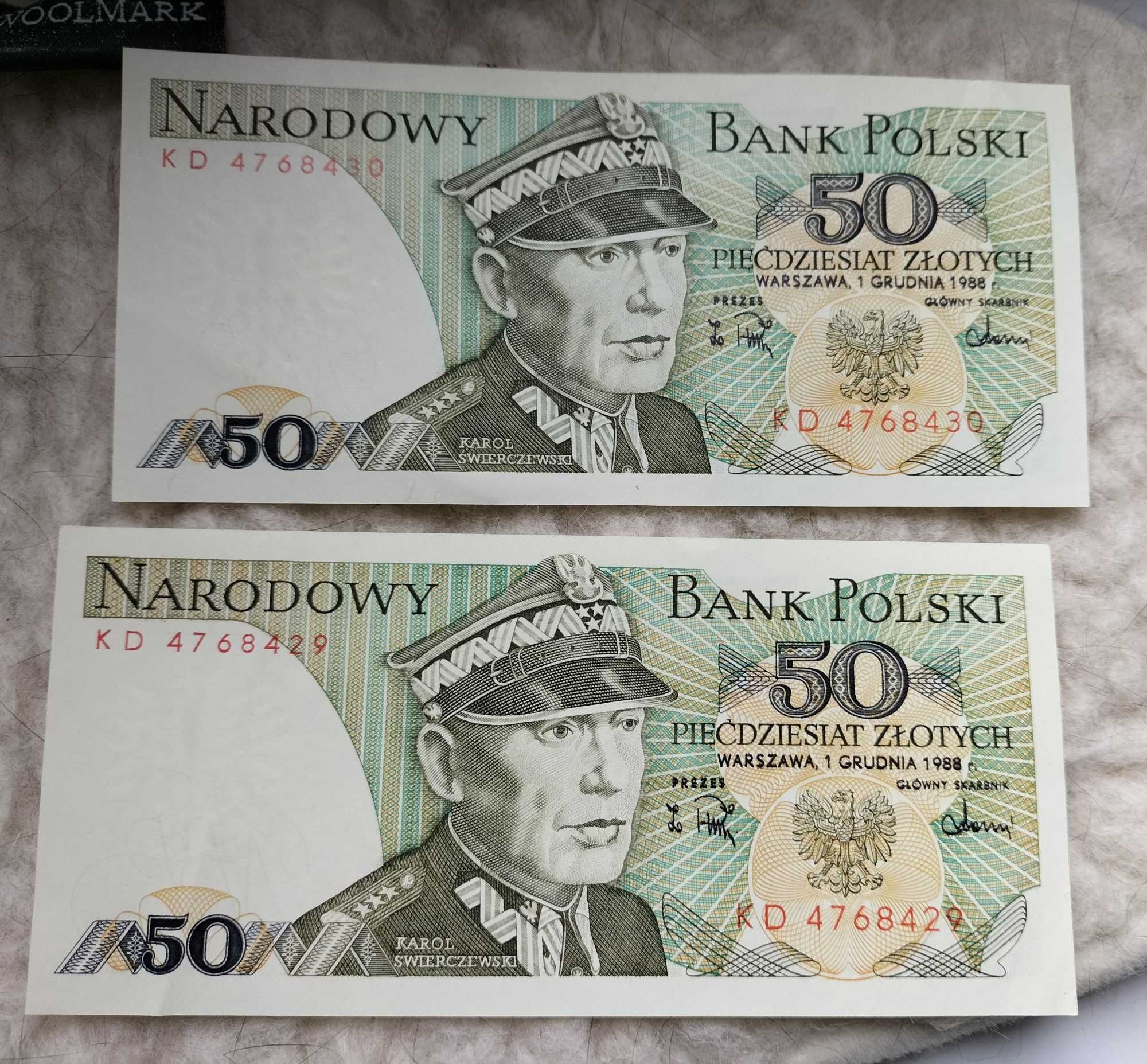 Nie używane banknoty 50 zł Karol Świerczewski