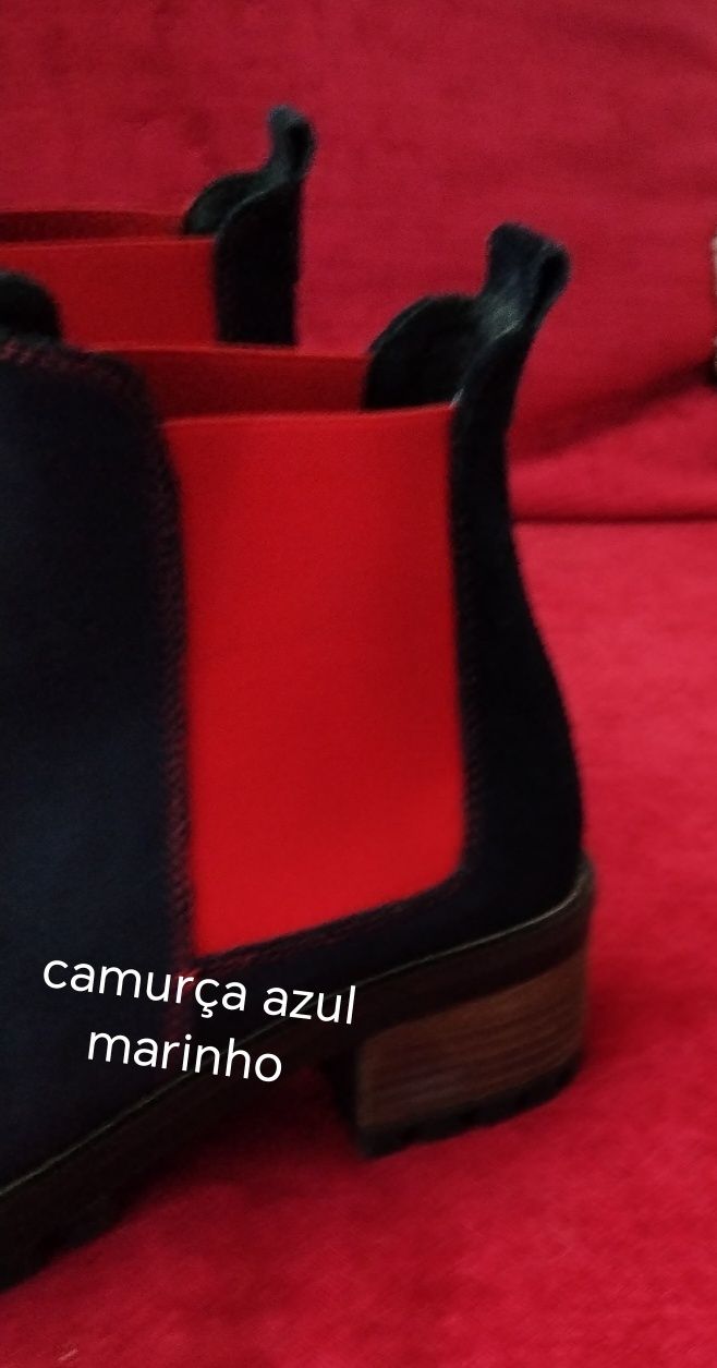 Botim azul marinho  de camurça