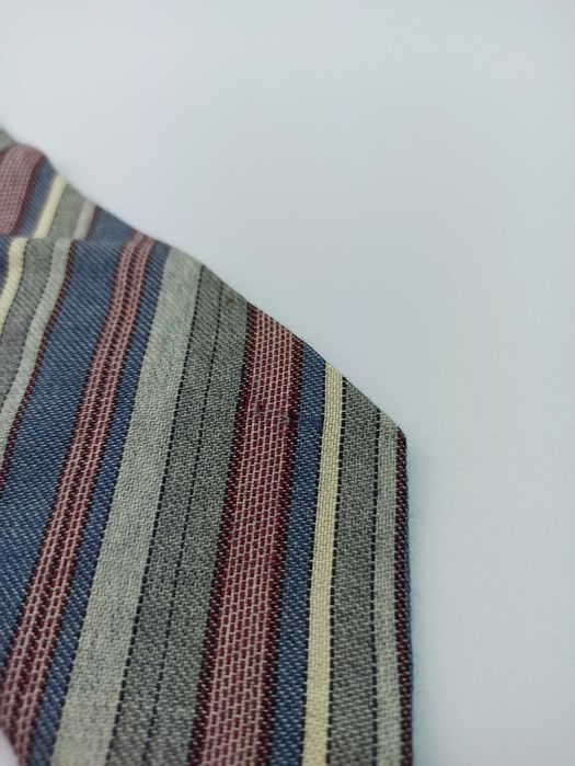 Szary kolorowy wełniany krawat w paski maj09