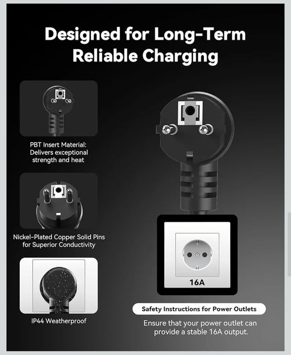 RamTouch Przenośna Ładowarka EV (3,68 kW, 16A, 1-Faza, 10,5 m)