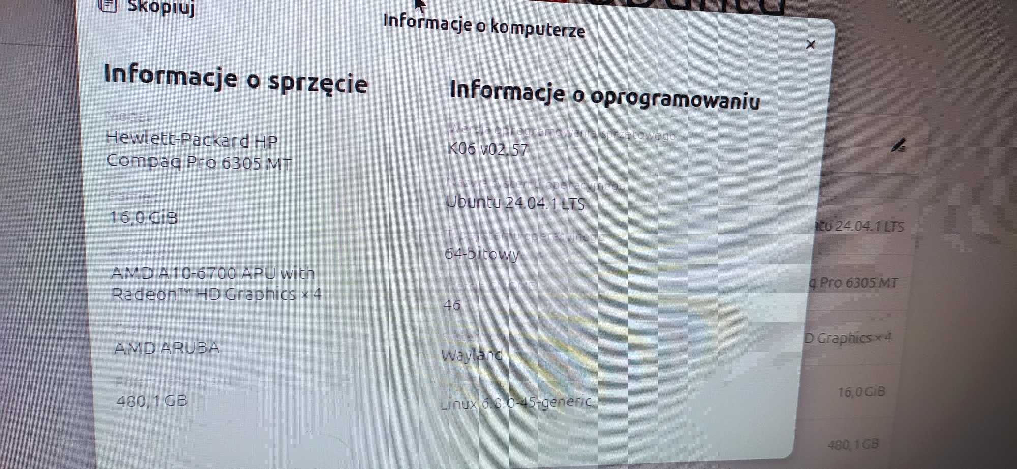 Komputer stacjonarny HP Compaq Pro 6305 MT + monitor