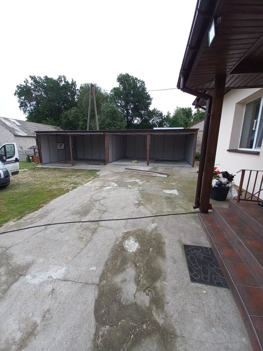 Garaż 12x5 spad dachu na bramy wszystko z profila ocynk 12x5 Garaż