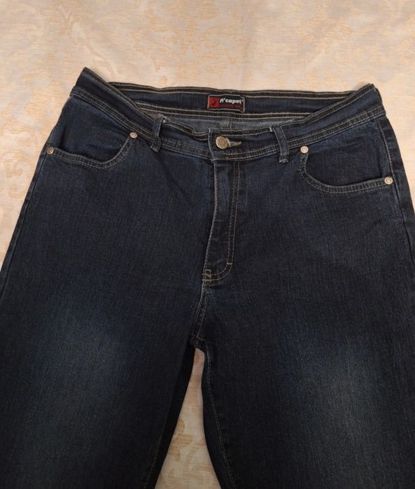 damskie spodnie jeansy granatowe dzwony L/40 vintage bawełna elastan