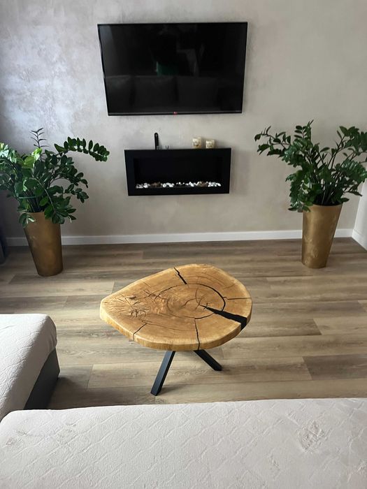 Stolik Kawowy z Plastra Dębu | Nogi Pająk | Styl Loft