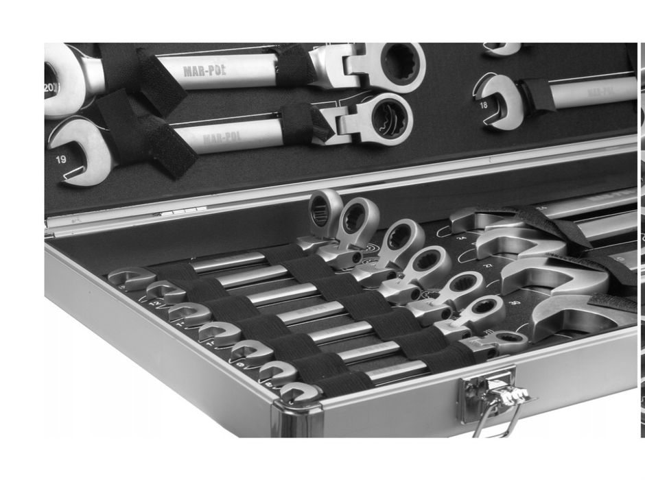 Klucze płasko oczkowe z grzechotką 6-32mm  zestaw 22szt łamane