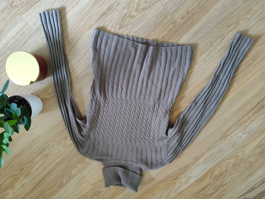 Brązowy sweter golf cappuccino z domieszką wełny 38 40 42