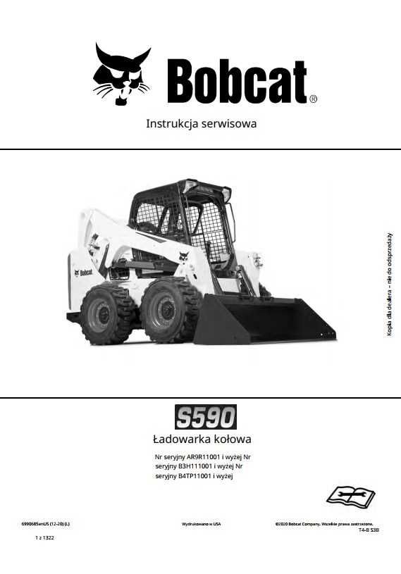 Instrukcja Napraw Bobcat S 590 PL