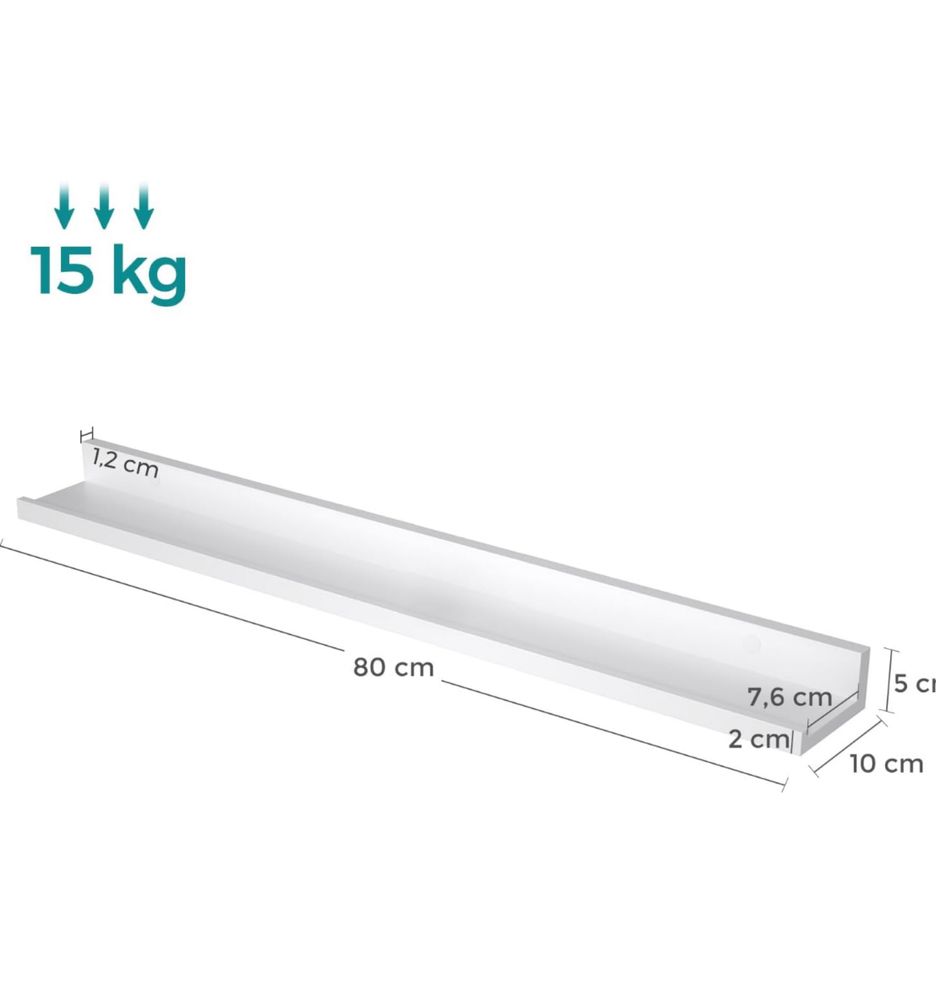 Songmics zestaw 2 półek wysoki połysk 80x10