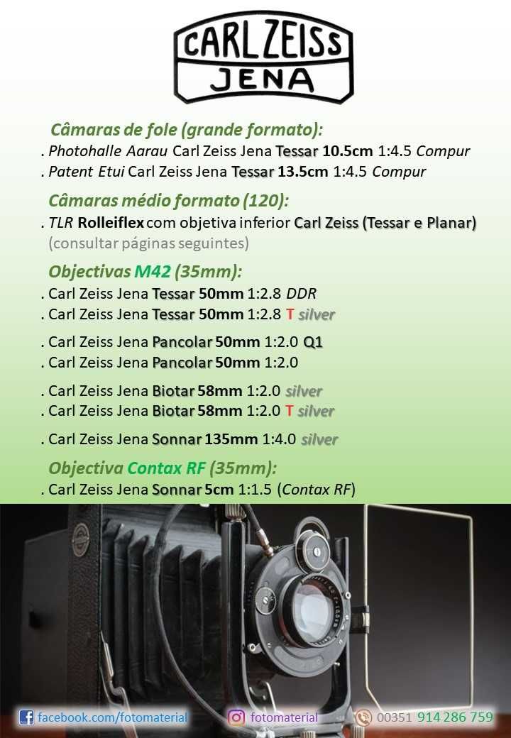 Carl Zeiss Planar, Biotar, Pancolar e Tessar (adaptadores disponíveis)