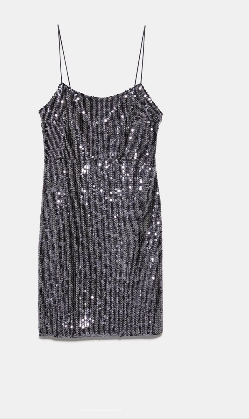 LUX Zara srebrne cekiny sukienka M wesele  wieczorowa sylwester
