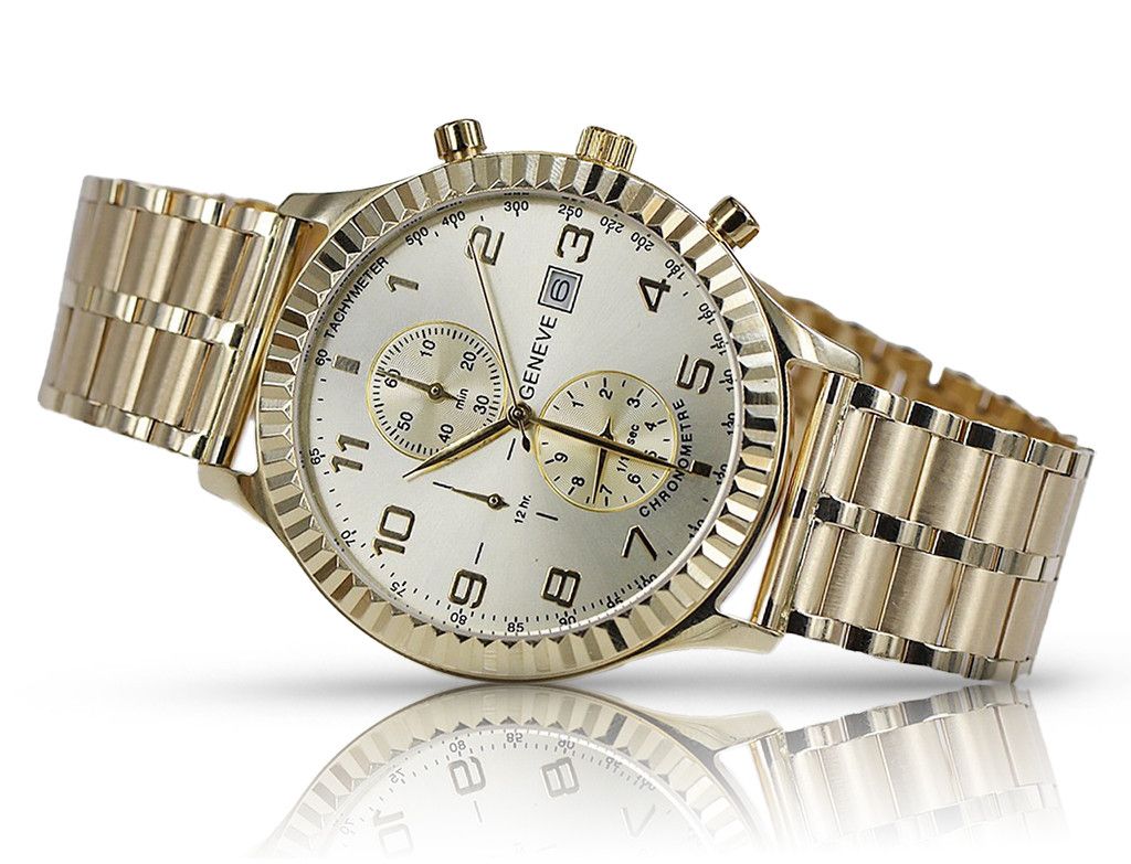 Złoty zegarek z bransoletą męski 14k Geneve mw007y&mbw007y Katowice