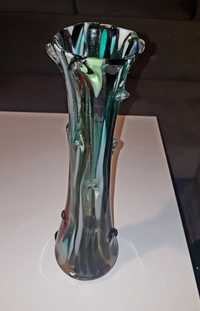 Duży wazon Sękacz kolorowe szkło PRL Vintage