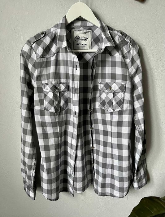 Koszula kratka biała szara Medicine rozm. 36