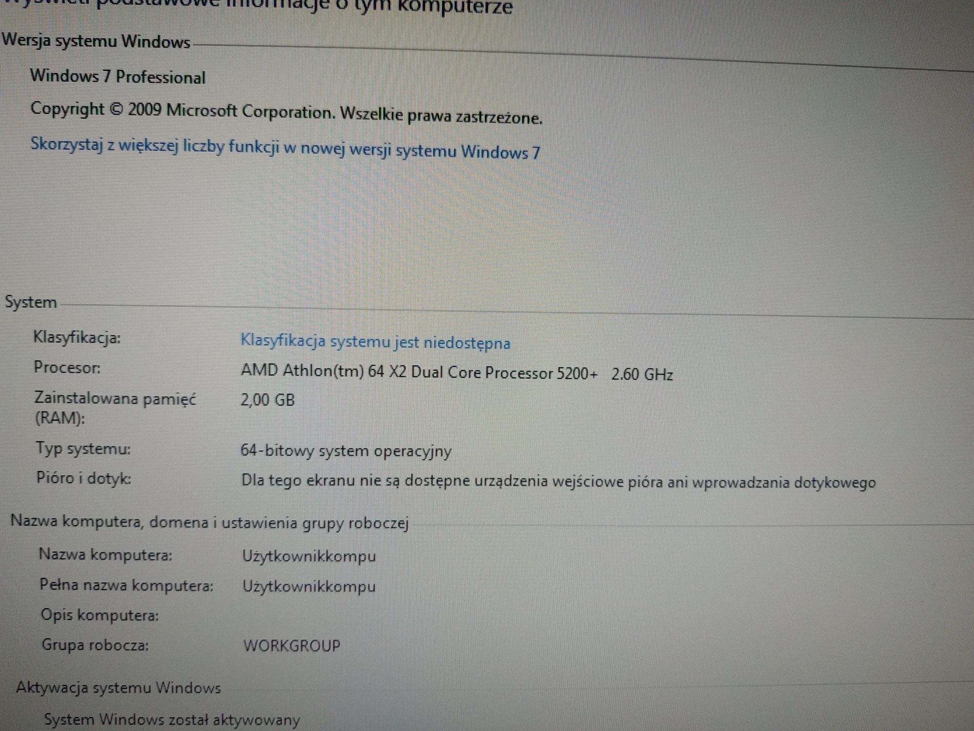 Komputer AMD athlon 64 X2 dual core GeForce 8600 GTS 2gb RAM