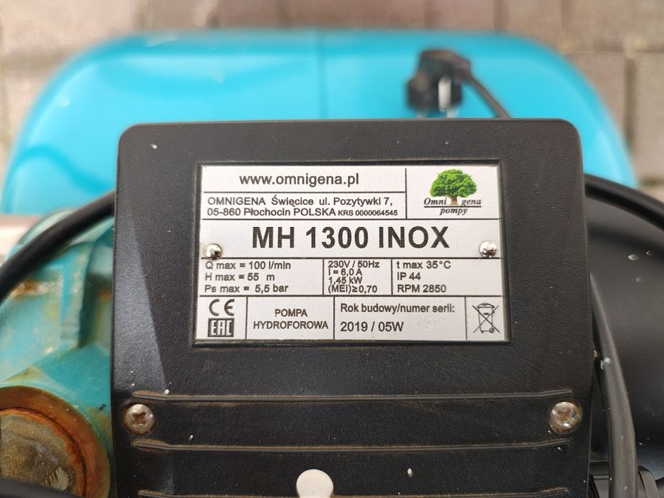 Zestaw hydroforowy, hydrofor Omnigena MH 1300 INOX + zbiornik 80l