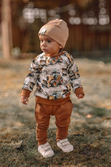 DRES komplet dla chłopca bluza spodnie baggy KOPARKI HANDMADE 92