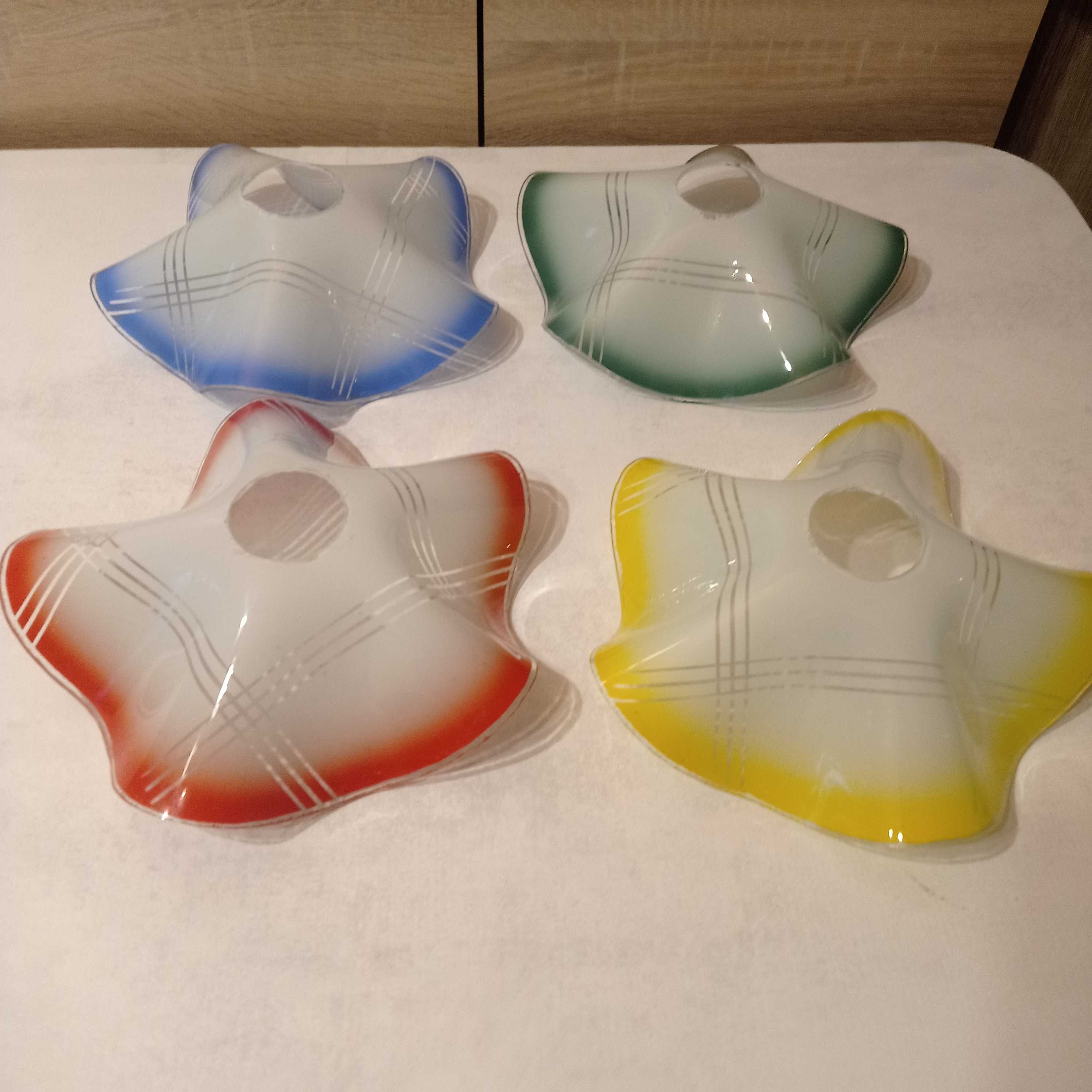 4 Klosze szklane kolorowe z prl
