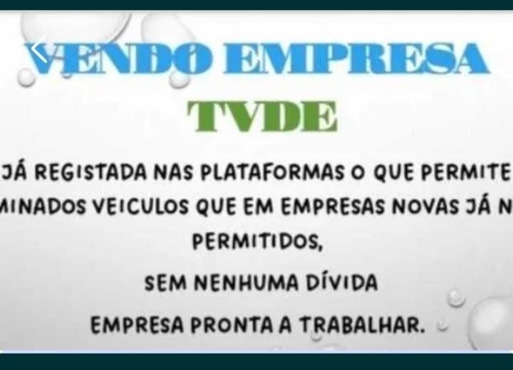 Venda de empresa TVDE pronta a trabalhar