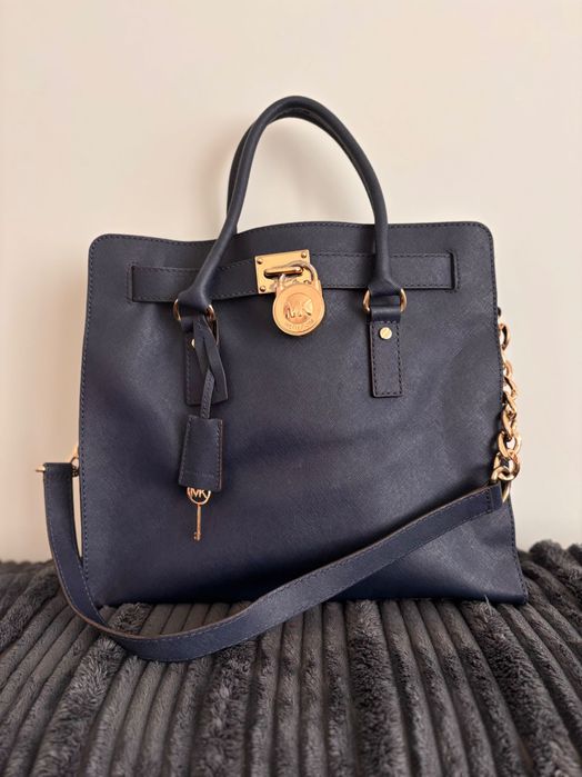 Michael Kors hamilton large navy torba duża złote okucia
