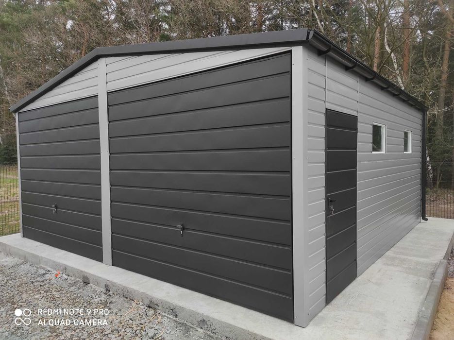 Garaż blaszany na budowę 3x5 4x5 Wzmocniony Trapez BLACHY-Producent
