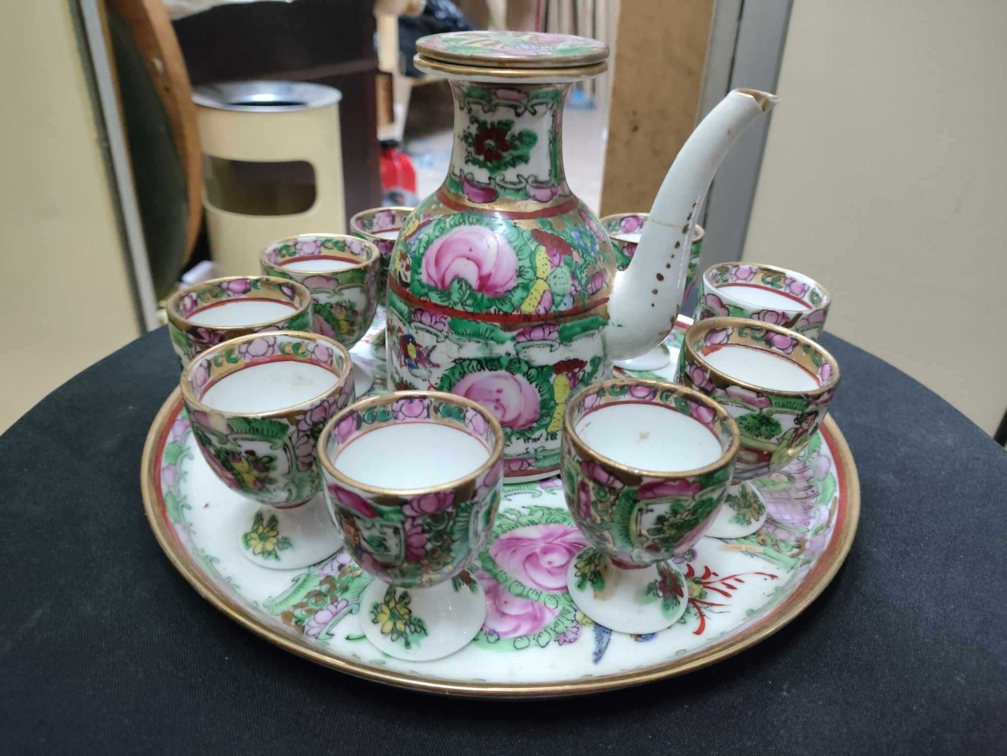 Bule de porcelana fabricado em macau vintage de 12 peças