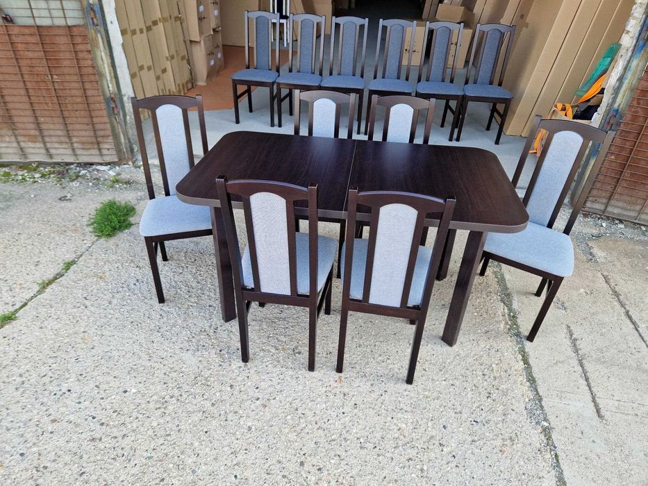 Nowe: Stół 80x140/180 + 6 krzeseł, wenge + szary , dostawa cała PL