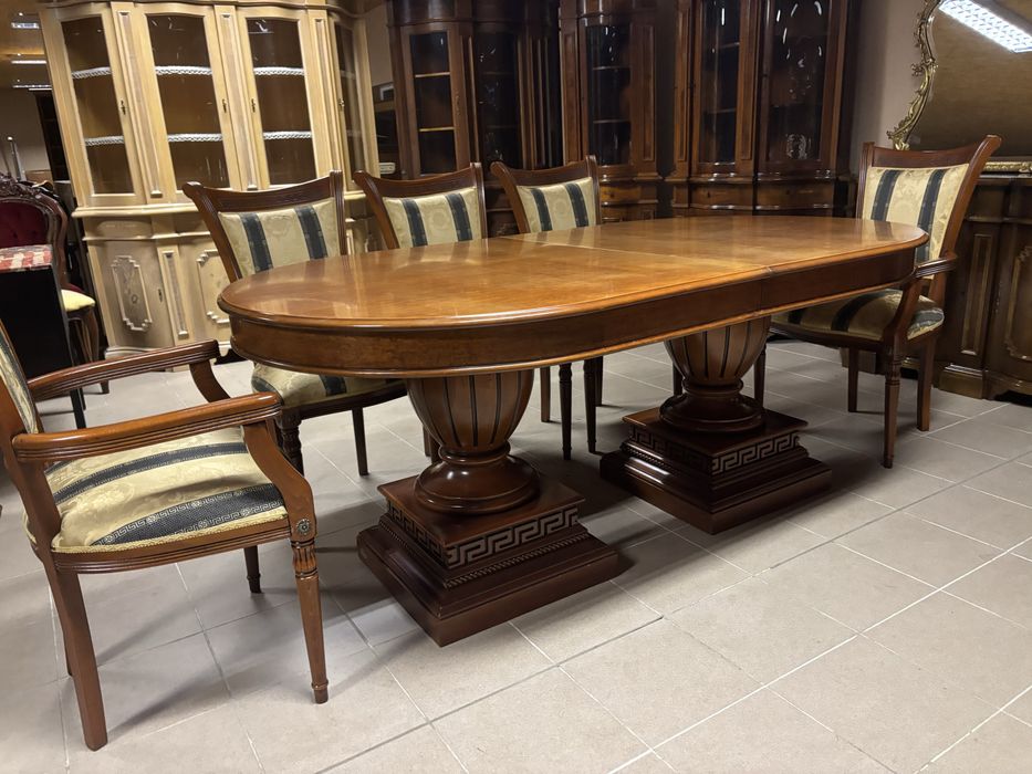 Zestaw Styl Versace Rozkładany Stół 8 Krzeseł 10 osób Novalinea Italy