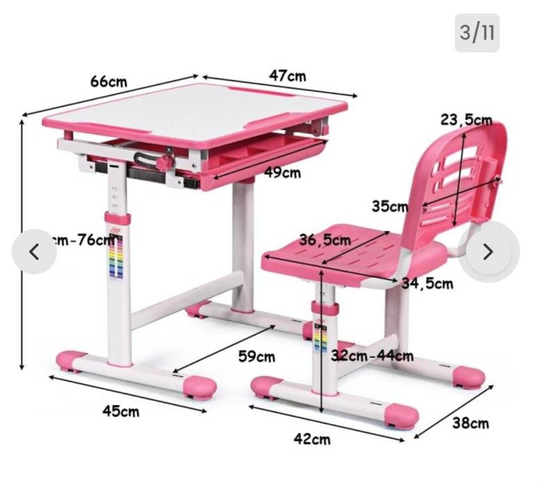 Biurko regulowane i krzesło cubby