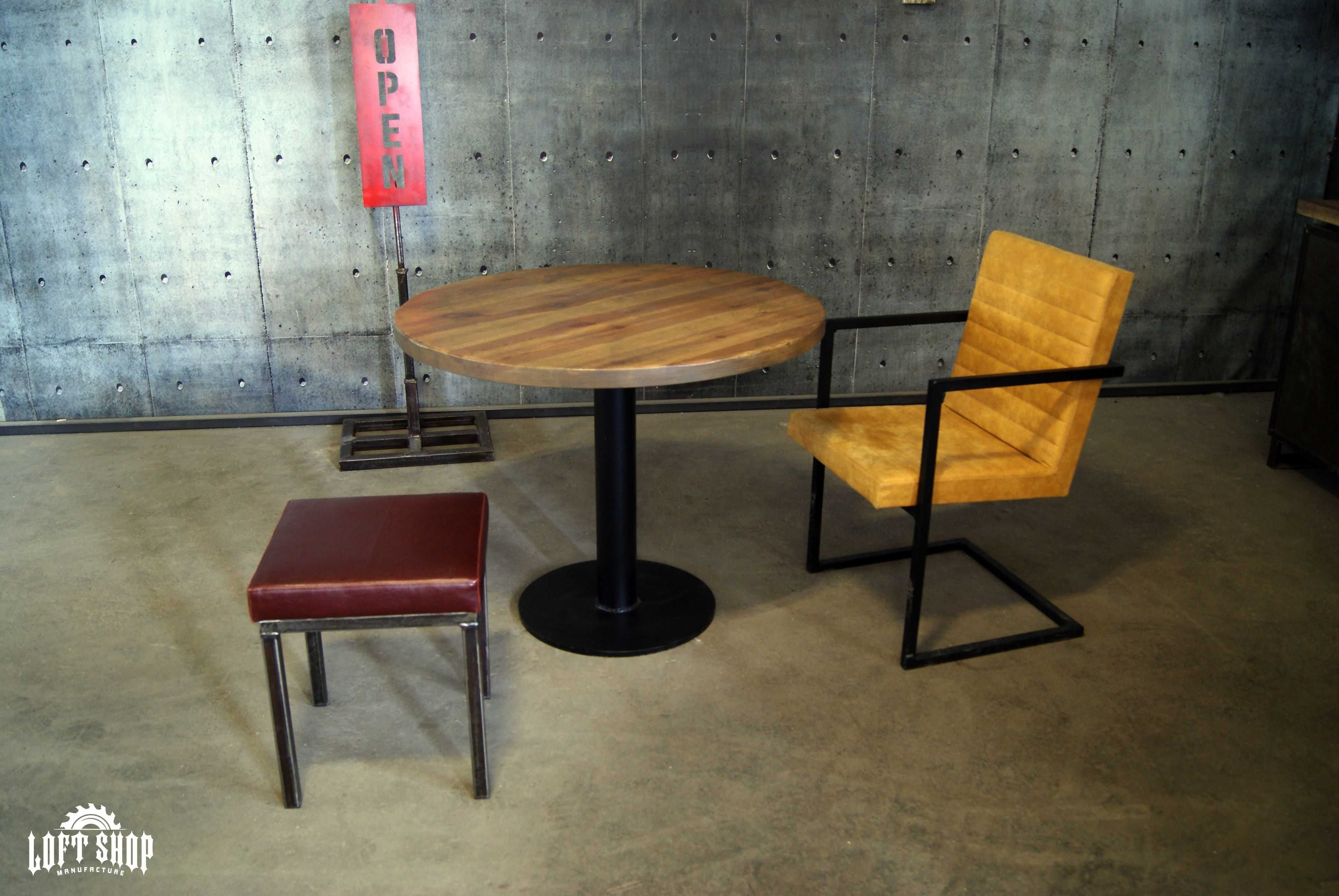 Okrągły Stół loftowy stół industrialny GLOBE stare drewno