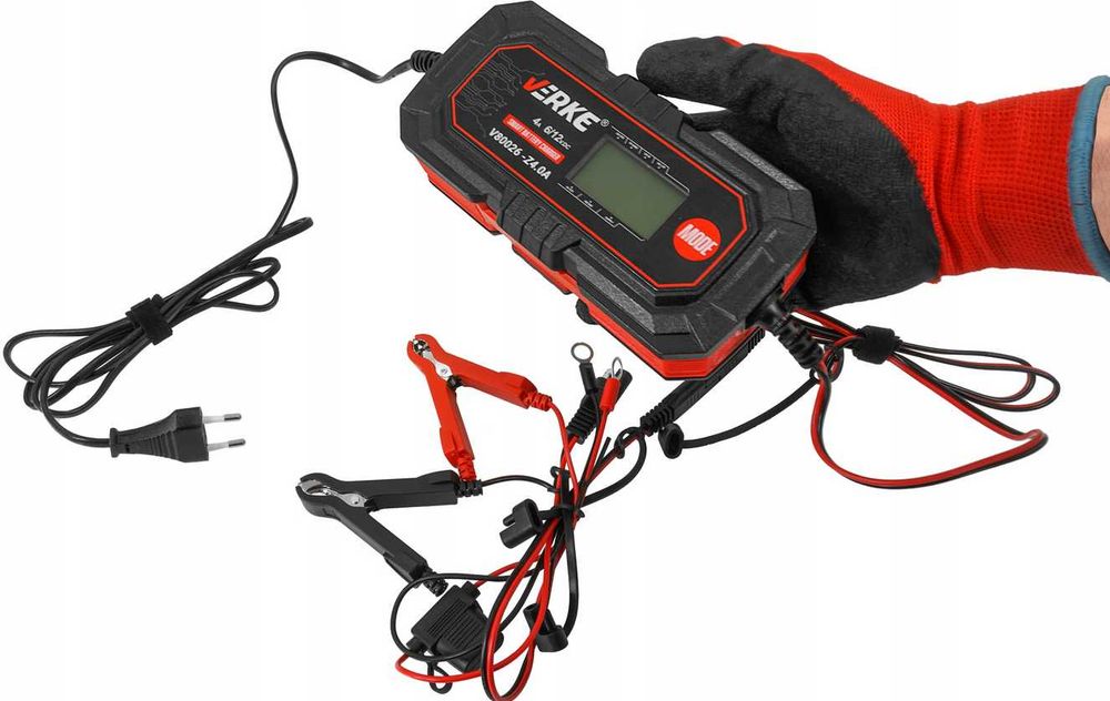 Prostownik Ładowarka Akumulatora 6V/12V 4A LCD VERKE