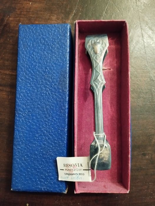 Posrebrzane szczypce do cukru lodu