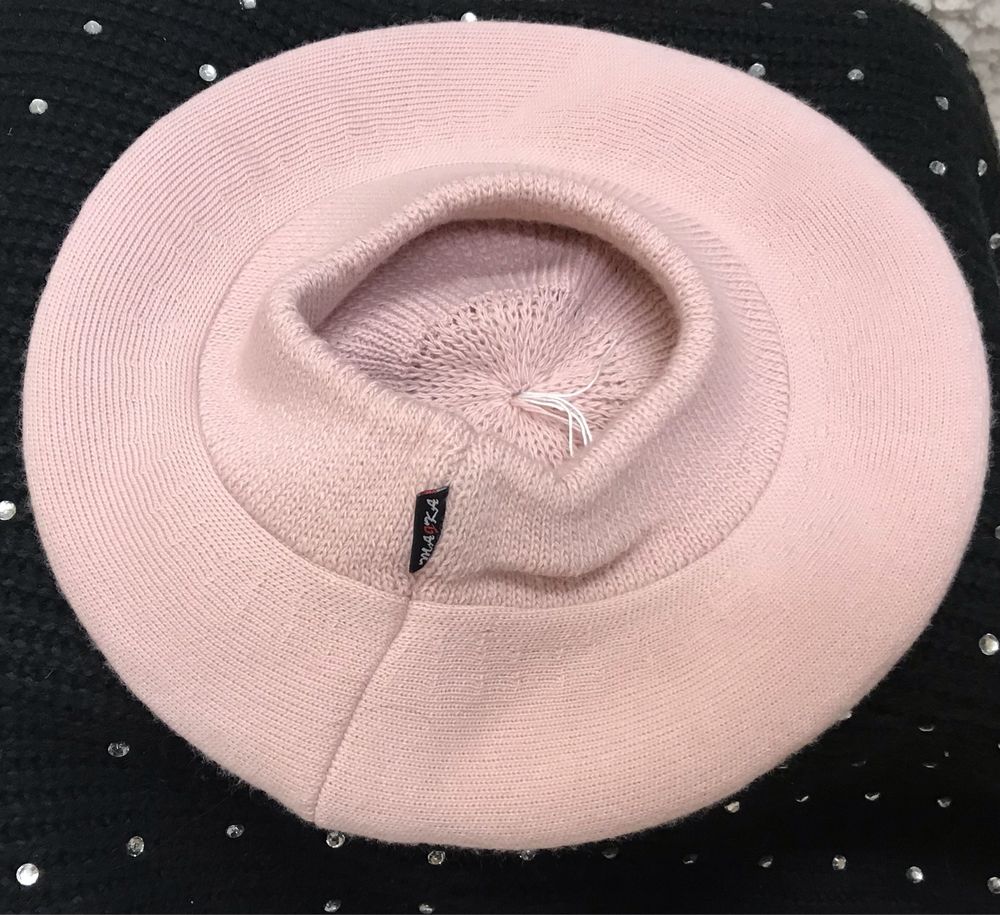 Beret rózowy damski