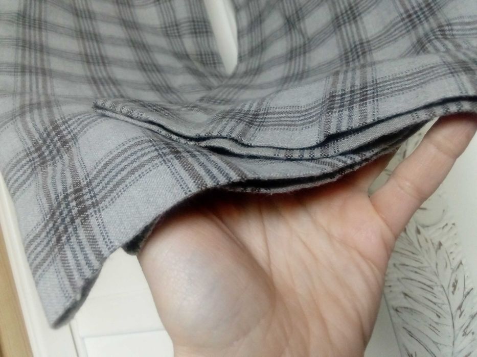 jak NOWE wełniane egipskie spodnie casual XL męskie klasyczne w kratę