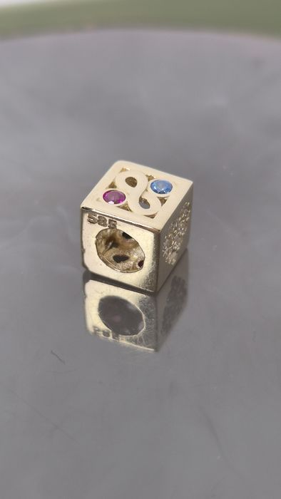 Nowy złoty charms do bransoletki typu Pandora kostka znak nieskończono