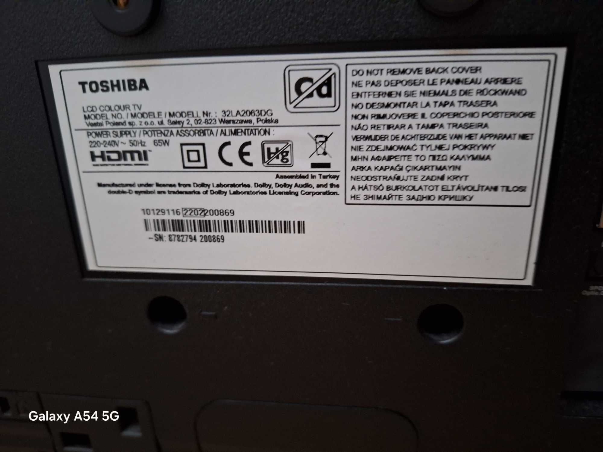 Telewizor LCD Toshiba 32LA2063DG stan bdb