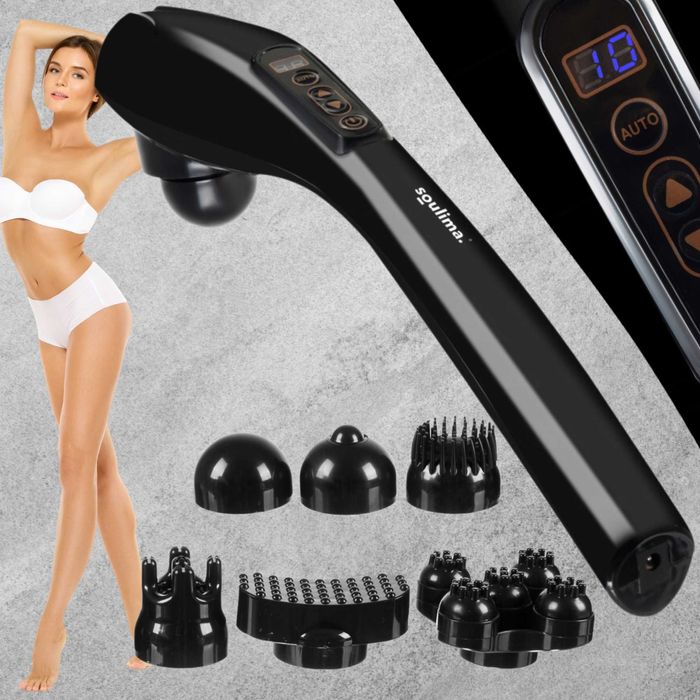 Mocny masażer wibracyjny do masażu ciała pleców + 6 końcówek nowy!