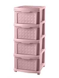 Пластиковый розовый комод, шкафчик, тумбочка на 4 ящика для школьников