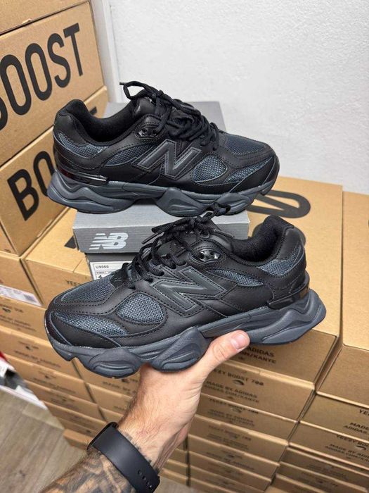 Кроссовки New Balance 9060 КОЖА / Нью Беленс 9060 черные 37 38 39