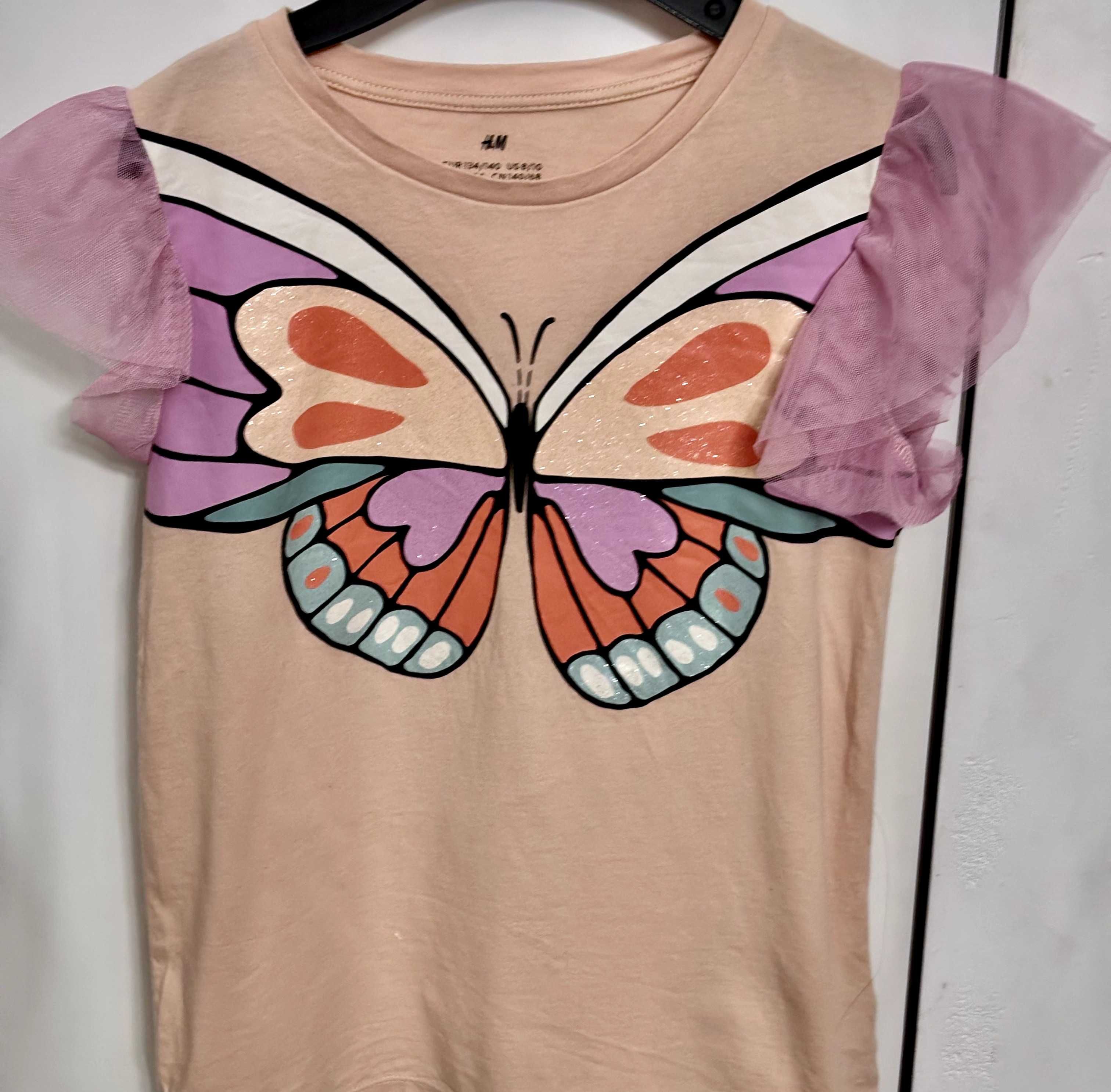 Hm zestaw koszulka MOTYL, MOTYLEK  i spódniczka tiul BROKAT 134 140