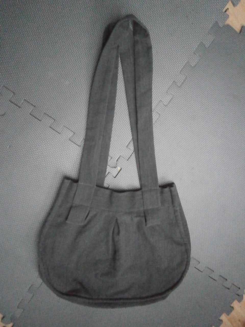 Pojemna torba torebka na ramię szara dresówka guziki handmade