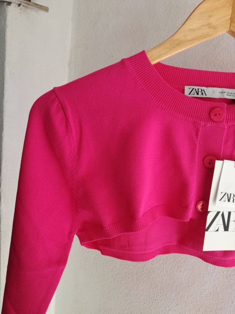 Casaco curto rosa Zara M